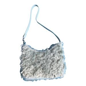 ASOS shoulder bag in green mint faux fur small purse handbag Y2K twee